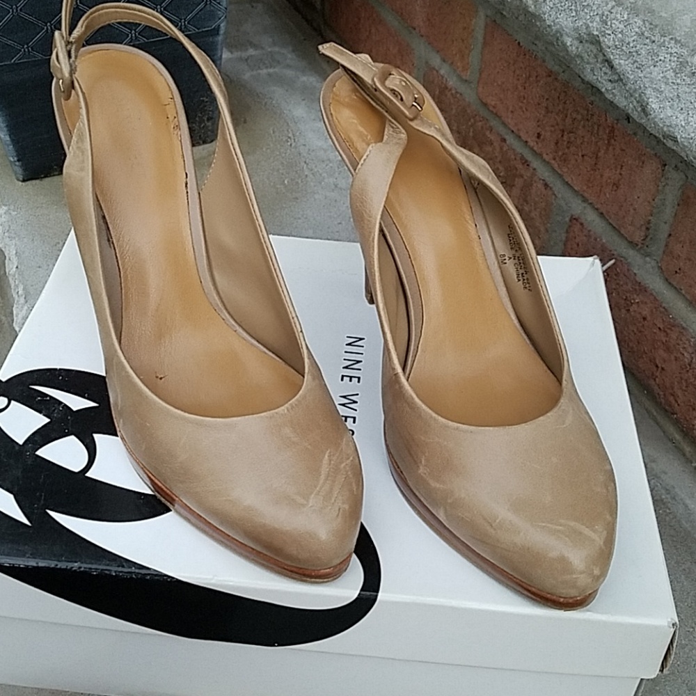 Nine west leather distressed pumps